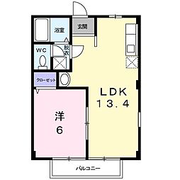 アクティブオノマ 1階1LDKの間取り