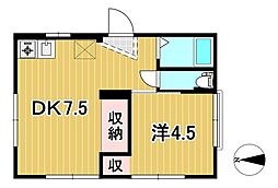 サフィニア会瀬 1階1DKの間取り