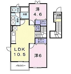 シーサイドルヴァーン 2LDKの間取図画像