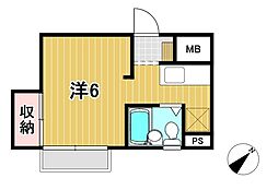 小川ビル 1Kの間取図画像