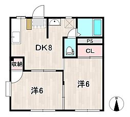メゾン・プレミール 2DKの間取図画像