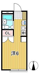 アリス日立第一 ワンルームの間取図画像