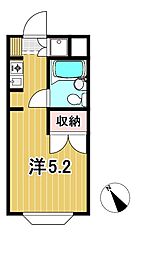 モンパレス日立第二B 1Kの間取図画像