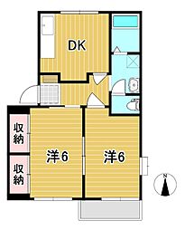 クレセントコート 2DKの間取図画像