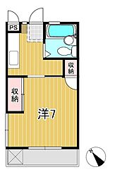 ベルフラワー 1Kの間取図画像