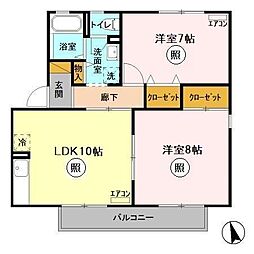 第3十王堂ハイツ 2LDKの間取図画像