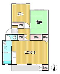 多賀ハイツA 2LDKの間取図画像