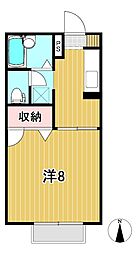 クレールハウス2 1Kの間取図画像