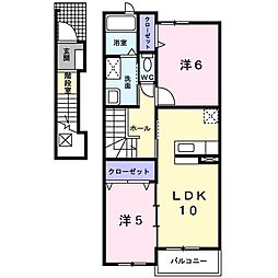 パインコーンB 2LDKの間取図画像