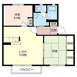 ガーデンヒルズA棟 2LDKの間取図画像