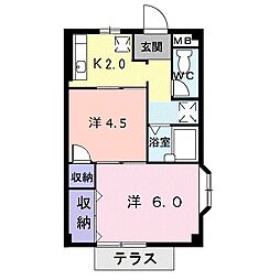 エスポワール1 2Kの間取図画像