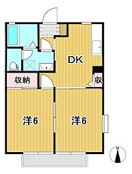 ア・プリオリ・SA棟 2DKの間取図画像