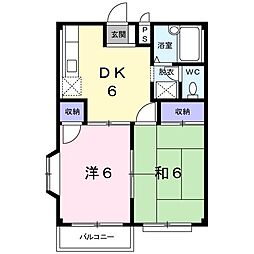 エルディム大沼 2DKの間取図画像