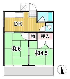 セキスイコーポ 2DKの間取図画像