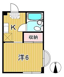 クレール池の川 1Kの間取図画像
