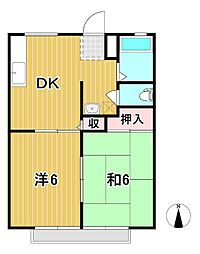 コーポミナミB 2DKの間取図画像