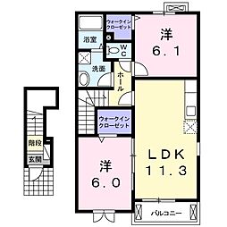 リヴァーグローヴ2 2LDKの間取図画像