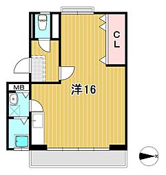 海野ビル ワンルームの間取図画像