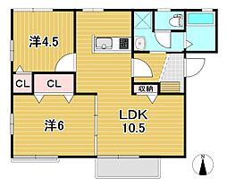 サン・ヴィラージュ 2LDKの間取図画像