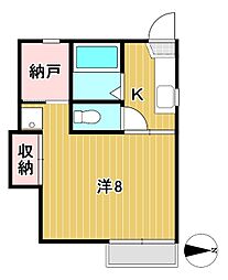 くがやコーポA 1Kの間取図画像