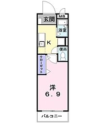 ヴェルソー・M 1Kの間取図画像