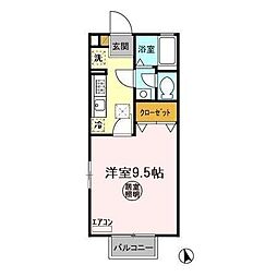 ブライトハイツ2 1Kの間取図画像