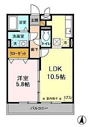 グレースヒルズ1 1LDKの間取図画像