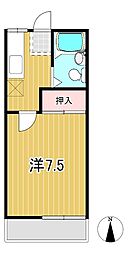 マンハイツI 2階1Kの間取り