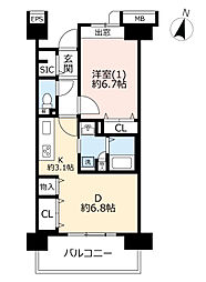 UR都市機構コンフォール松原17号棟 1DKの間取図画像
