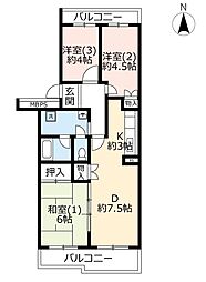 パークシティ鴻巣駅前プラザ2号棟 3DKの間取図画像