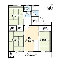 URデュプレ西上尾 3DKの間取図画像