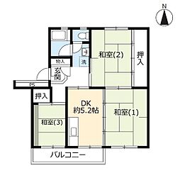 URデュプレ西上尾 3DKの間取図画像