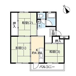 URデュプレ西上尾 3Kの間取図画像