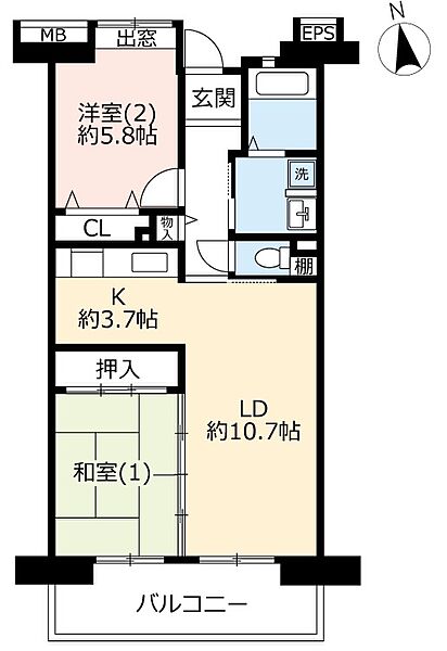 UR戸田 0004-0803｜埼玉県戸田市下前1丁目(賃貸マンション2LDK・8階・63.39㎡)の写真 その2