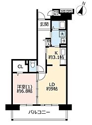 UR都市機構アーベイン大宮5号棟 1LDKの間取図画像