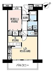 UR都市機構コンフォール上野台20号棟 1LDKの間取図画像