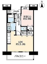 UR都市機構コンフォール鶴瀬3号棟 1LDKの間取図画像