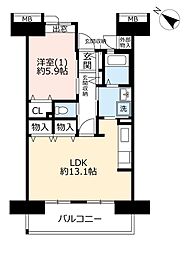 UR都市機構コンフォール鶴瀬3号棟 1LDKの間取図画像