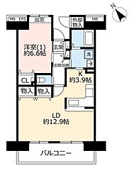 UR都市機構コンフォール鶴瀬2号棟 1LDKの間取図画像