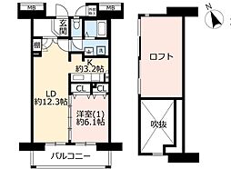 UR都市機構コンフォール上野台2号棟 1LDKの間取図画像
