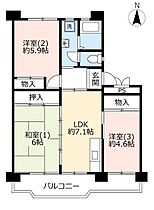 UR所沢パークタウン駅前通り 0012-0308 ｜ 埼玉県所沢市並木3丁目（賃貸マンション3DK・3階・63.19㎡） その2