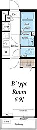 リブリ・赤塚パルル 2階1Kの間取り