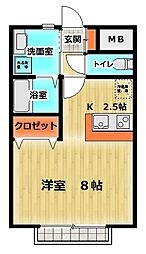 イマージュII 2階ワンルームの間取り