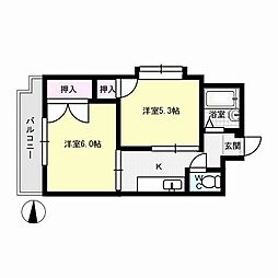 Uハイムマツマル 2Kの間取図画像
