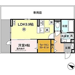 メゾンベール 1階1LDKの間取り