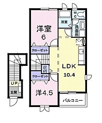 シャレットI 2階2LDKの間取り