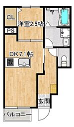 Prevoyance甘木駅前2 1DKの間取図画像