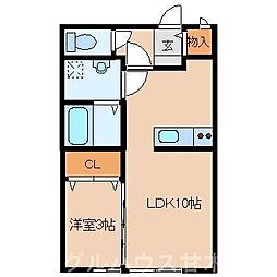 フローラタウンE 1LDKの間取図画像