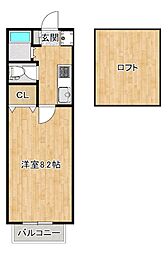 ロランジュ2 1Kの間取図画像