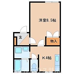 アヴァンティ・コジマ2 1Kの間取図画像